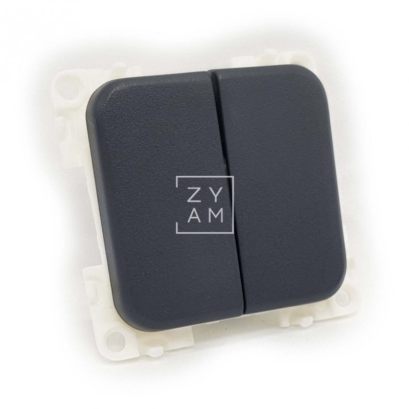 INTERRUPTOR DOBLE PLANO GRIS OSCURO