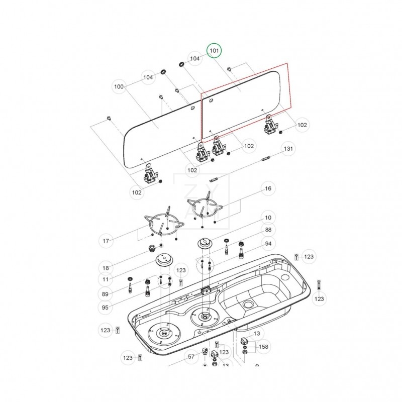 TAPA CRISTAL COCINA/SENO DERECHA MO9222R