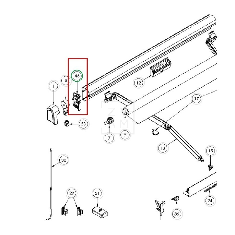 CARCASA INTERIOR IZQUIERDA TOLDO PW1100