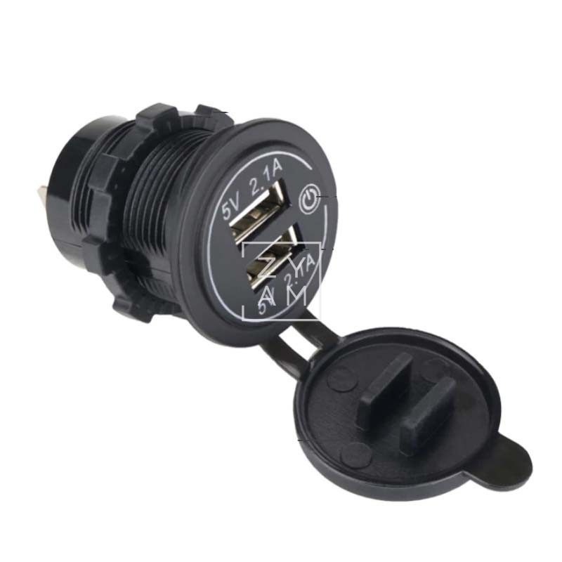 TOMA USB DOBLE 2x2.4A C/TAPA + INTERRUPTOR