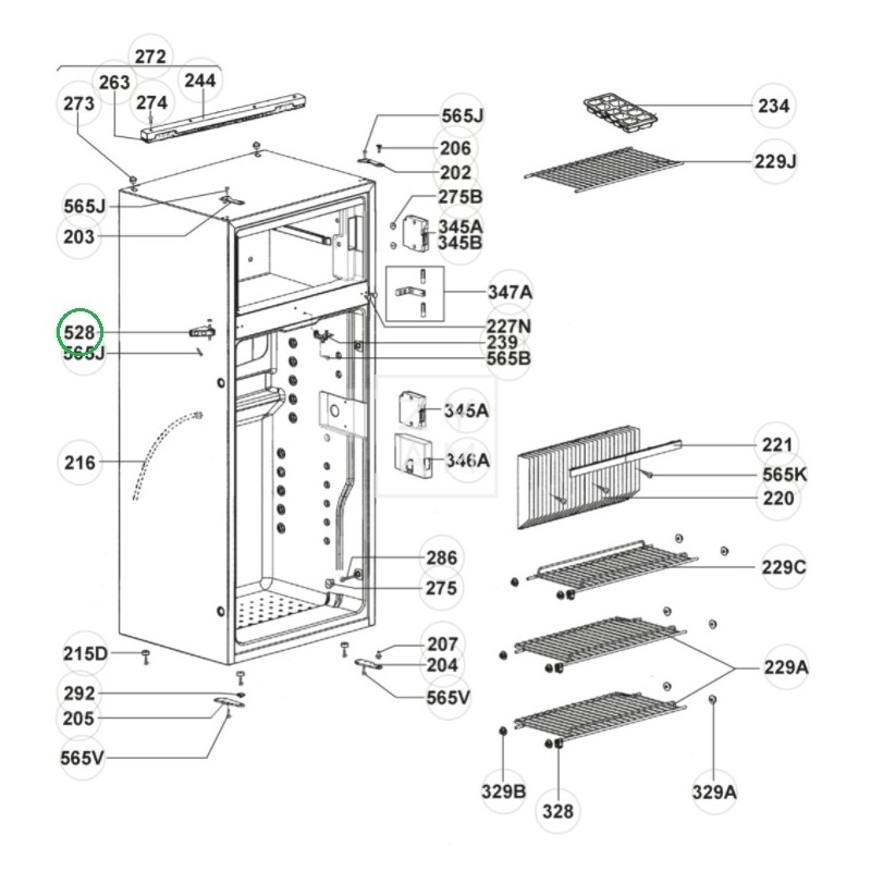 BISAGRA CENTRAL NEGRA RM 7600-7855