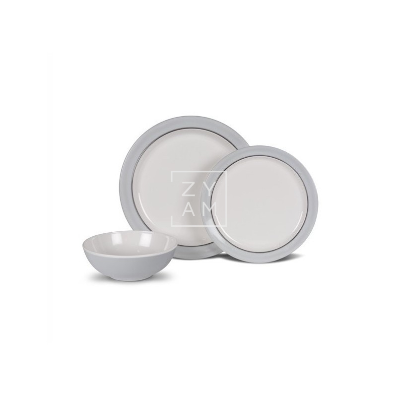 CONJUNTO 12PZ MELAMINA CLASSIC GREY