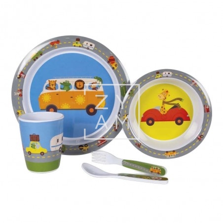 CONJUNTO 5PZ MELAMINA INFANTIL ANIMALS