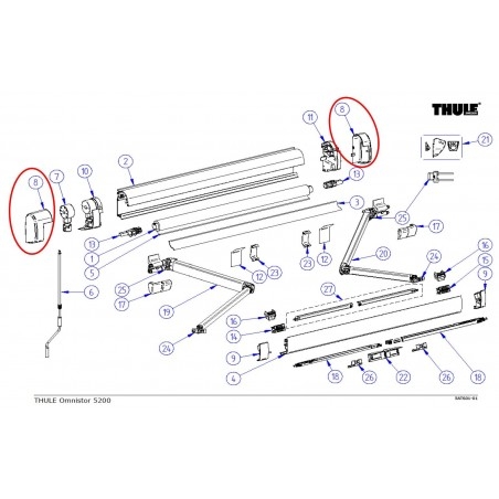 TAPA DER+IZQ THULE 5200 NEGRO ANTRACITA