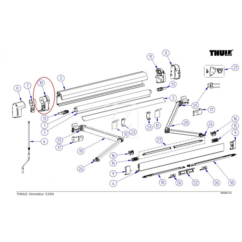 MOLINILLO+LATERAL IZQ THULE 5200 NEGRO