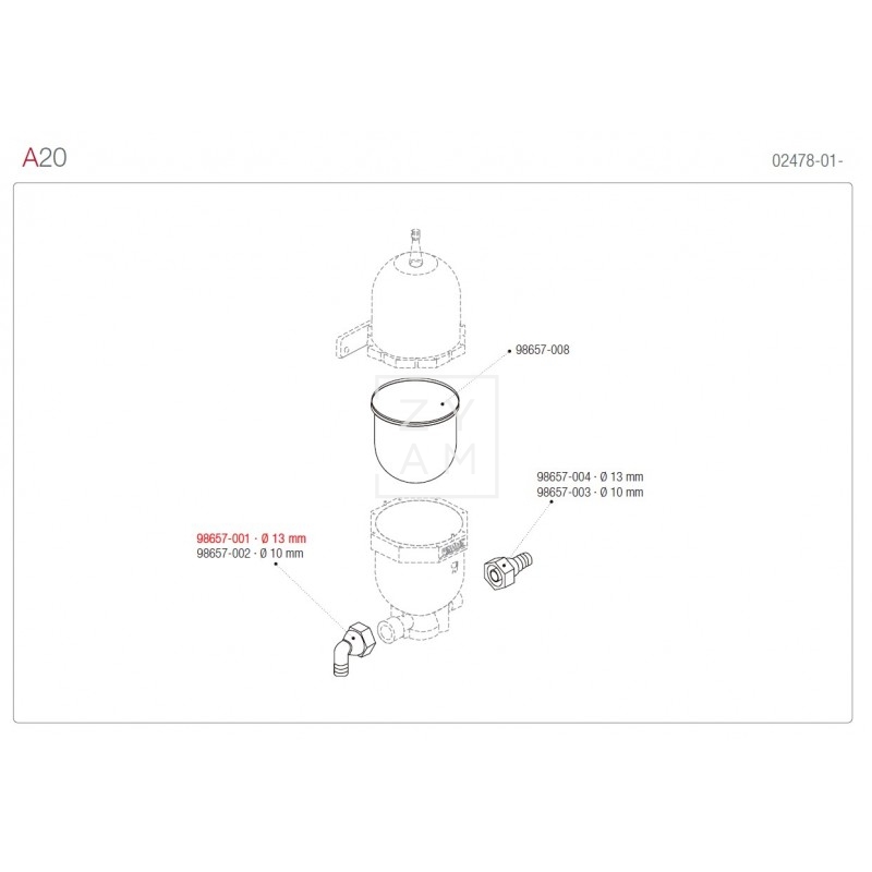 RACOR ACODADO BOMBA AQUA 8