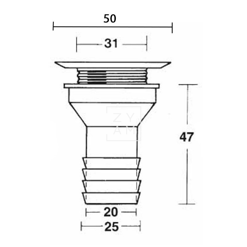 VALVULA DESAGUE RECTO 25MM