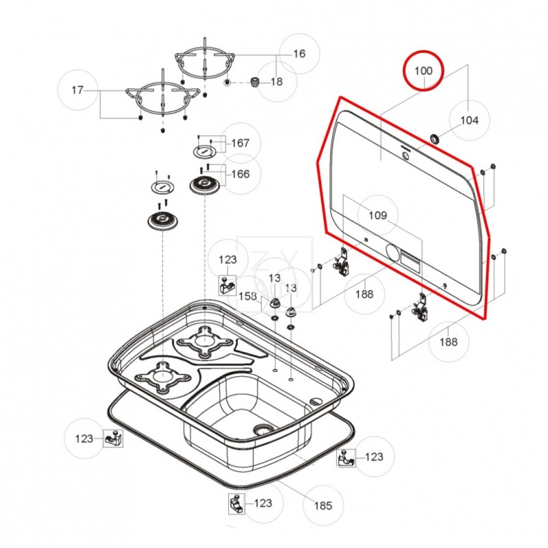 COCINA/FREG. TAPA CRISTAL 600/445 *644