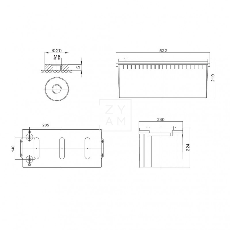 ACUMULADOR SOLAR AGM 250 C100 KAISE