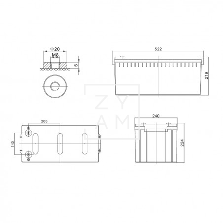 ACUMULADOR SOLAR AGM 250 C100 KAISE