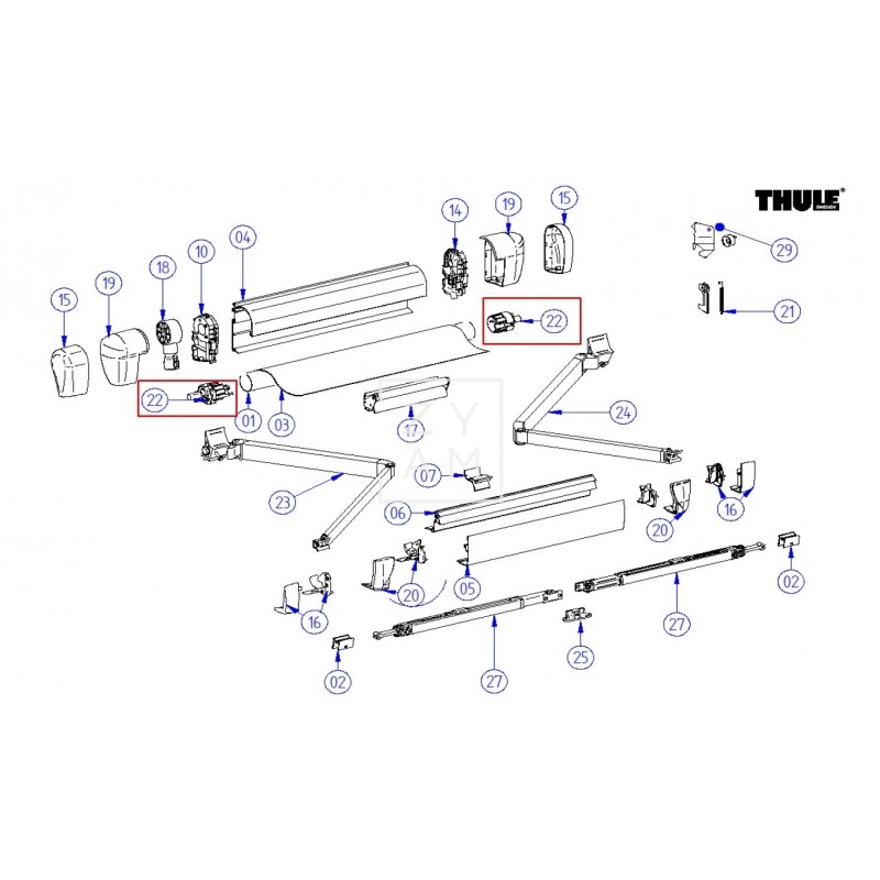 SOPORTE RULO DER+IZQ THULE/OMNI 5002