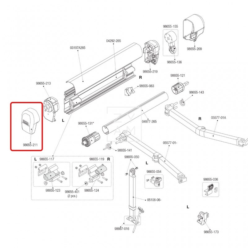 TAPA IZQ F45 Ti TITANIUM 98655-211