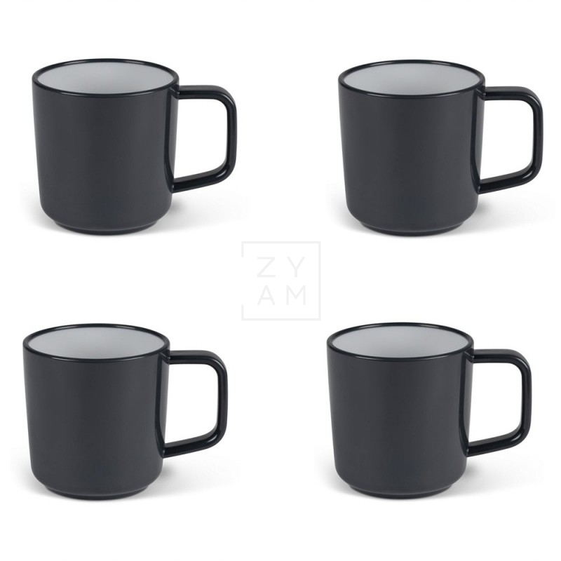 PACK 4 TAZAS KAMPA NEGRO CHARACOAL