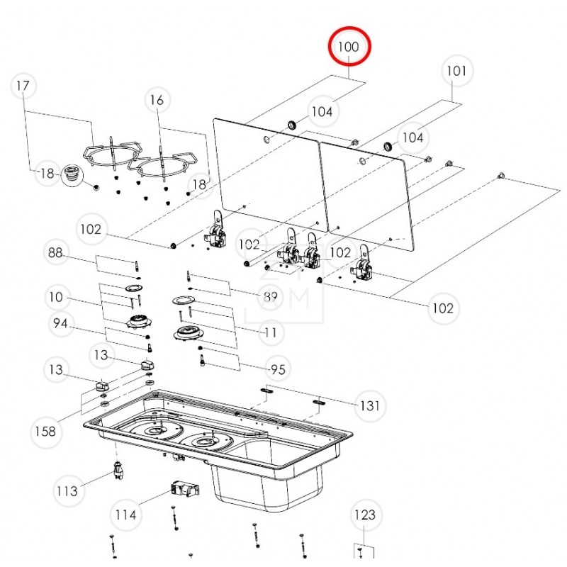 TAPA CRISTAL COCINA/SENO IZQ MO9722R