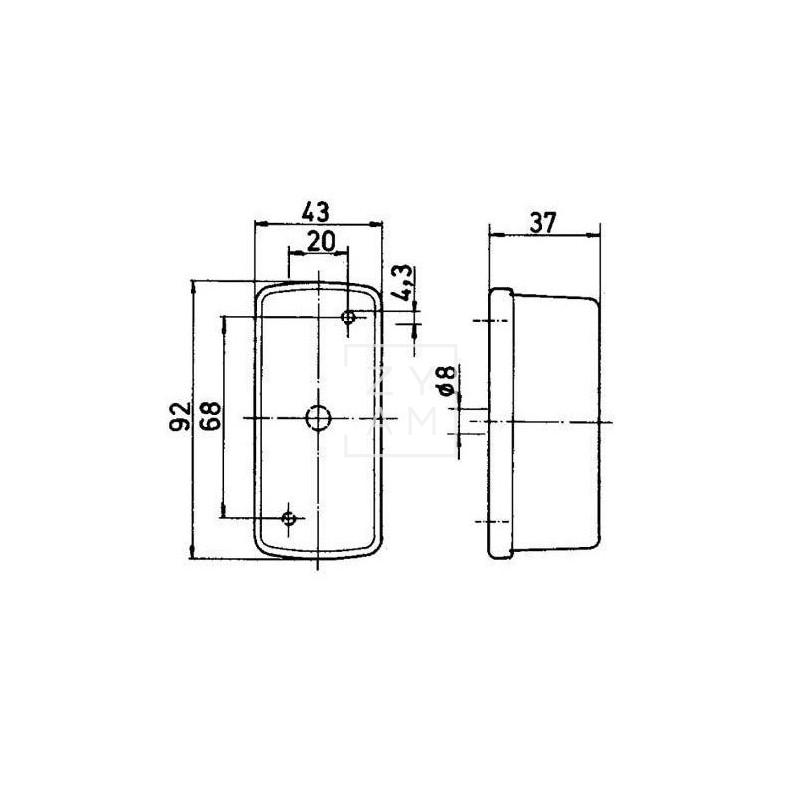 PILOTO LATERAL BLANCO/ROJO 90X40