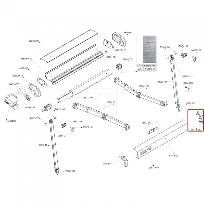 Tapa-Frontal-Toldo-F40-Van-270-Fiamma-Negro-98673H012-98673H011-Derecha-Izquierda