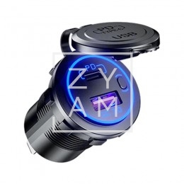 TOMA USB DOBLE 3.0 C-TYPE C/TAPA +INTERRUPTOR