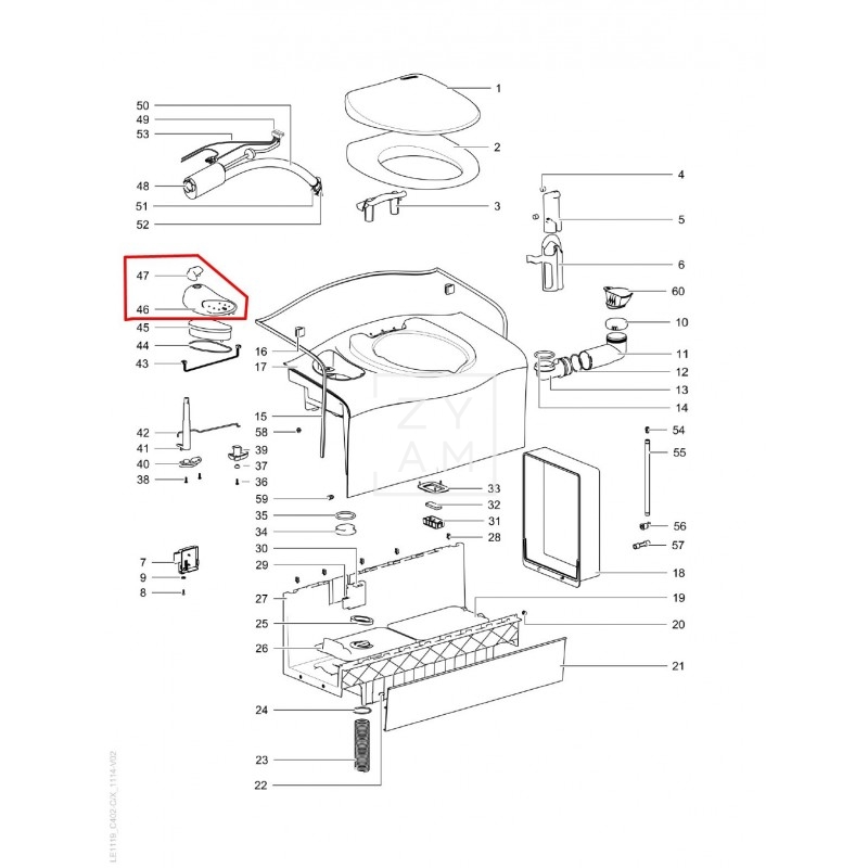 Panel de Control Thetford C402 C - Repuesto Original para Inodoros de Caravanas