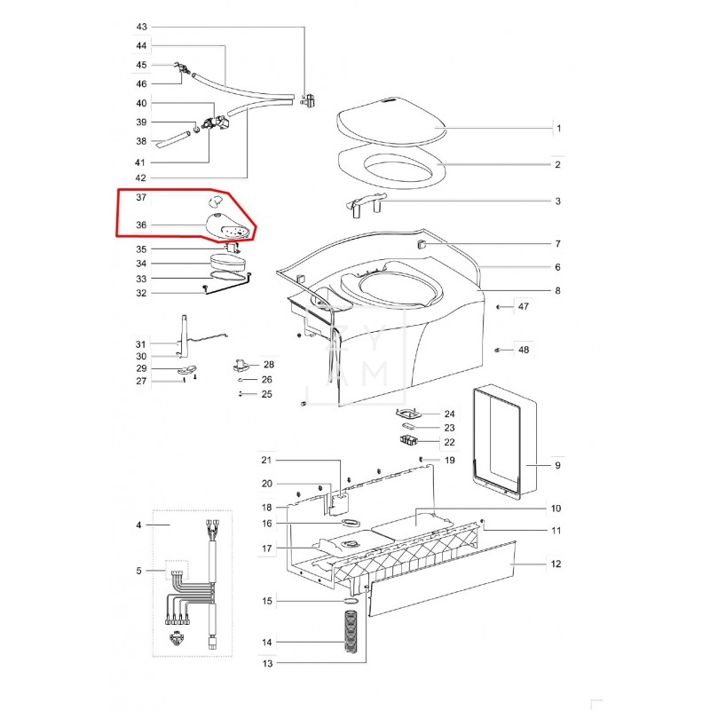 Panel de Control Thetford C403 L - Repuesto Original para Inodoros de Caravanas