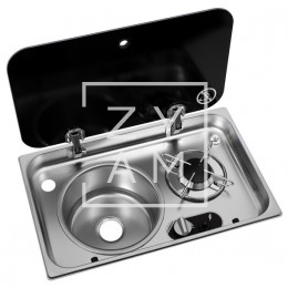 Cocina 1 Fuego con Fregadero Izquierdo Carbest Compacta para Camper