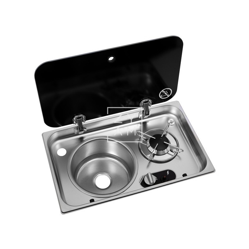 Cocina 1 Fuego con Fregadero Izquierdo Carbest Compacta para Camper
