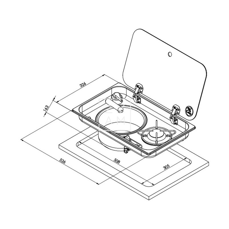 Cocina 1 Fuego con Fregadero Izquierdo Carbest Compacta para Camper
