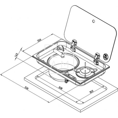 Cocina 1 Fuego con Fregadero Izquierdo Carbest Compacta para Camper