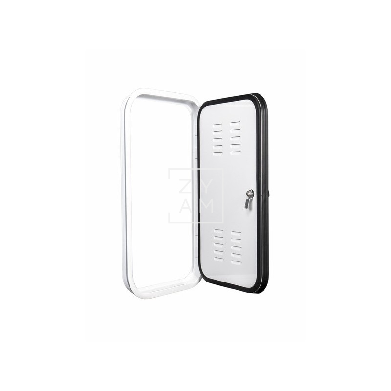 Portón de aluminio para bombonas de gas con cierre de presión Zadi y ventilación para autocaravanas.