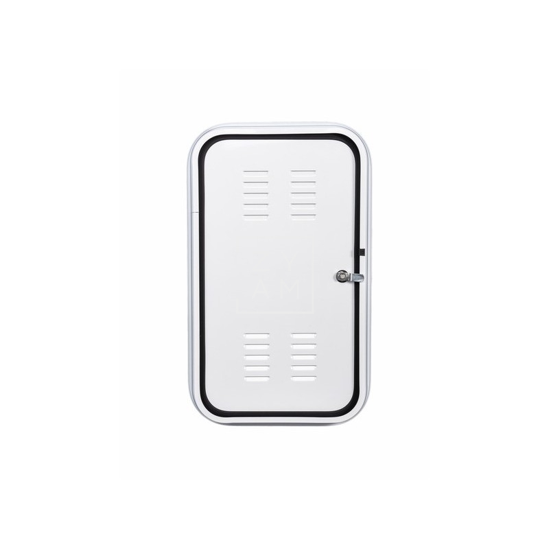 Portón de aluminio para bombonas de gas con cierre de presión Zadi y ventilación para autocaravanas.