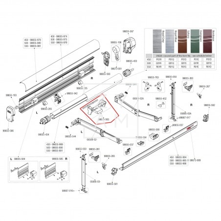 Kit soporte de rodillo Fiamma F45, repuesto original para toldos