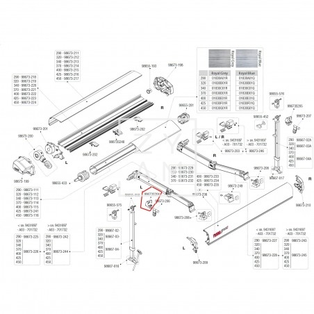 Base de sujeción izquierda para pata del toldo Fiamma F80s.