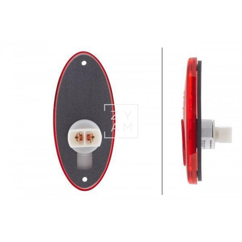 Piloto trasero rojo Hella con bombilla halógena W5W para vehículos recreativos.