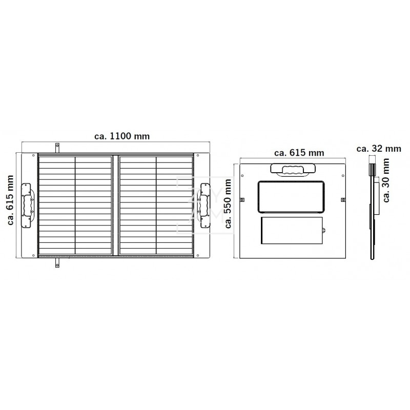 Panel solar plegable de 100W con puertos USB, ideal para camping y caravanas.