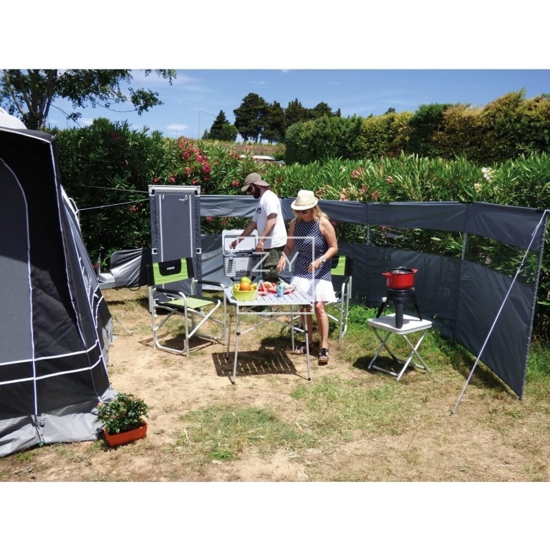 Mesa plegable de aluminio para 2 personas, compacta y ligera, ideal para campers y actividades al aire libre.