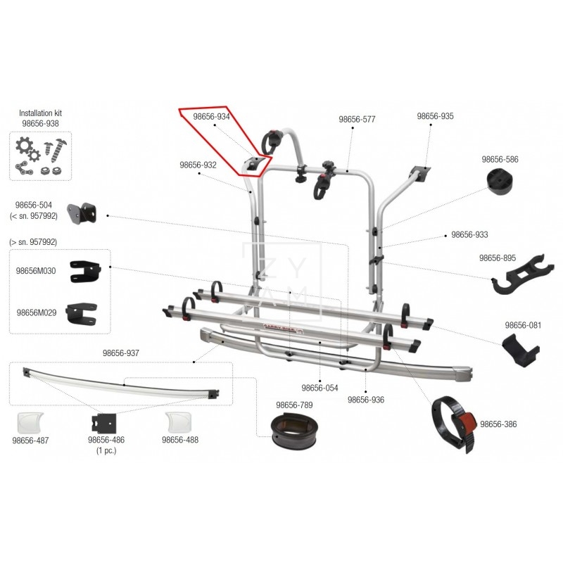 Soporte Derecho Portabicicletas Carry Bike Fiamma Ford Transit Custom