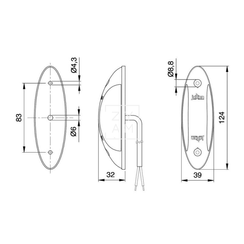 Piloto Lateral Blanco Rojo JOKON LED 12V Negro