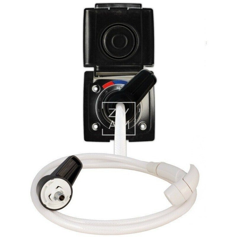 Ducha Externa Trigger Negra con Mezclador para Camper y Caravana
