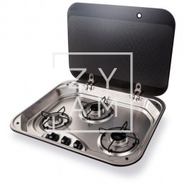 Cocina Carbest 3 Fuegos con Tapa de Vidrio para Camper 570x450 mm
