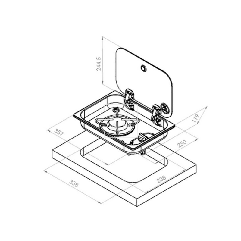 Cocina 1 Fuego Carbest con Tapa de Vidrio para Camper 338x238 mm