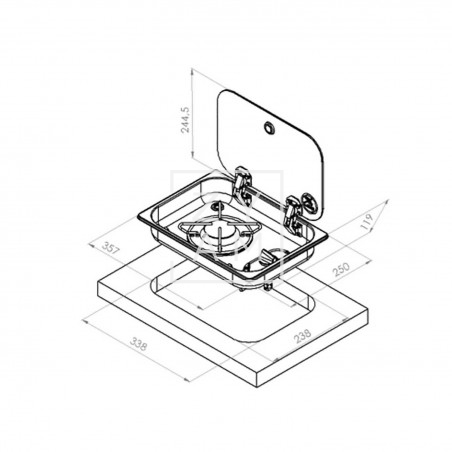 Cocina 1 Fuego Carbest con Tapa de Vidrio para Camper 338x238 mm