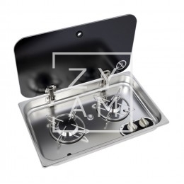 Cocina 2 Fuegos Carbest con Tapa de Vidrio para Camper 530x326 mm