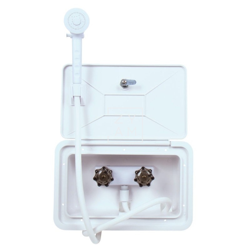 Ducha Externa con Mezclador Box Blanca para Camper con Cerradura