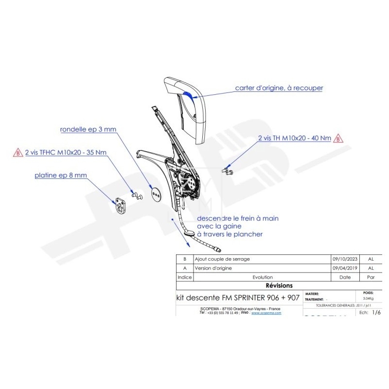 Suplemento Freno de Mano para Base Giratoria Mercedes Sprinter 2019+