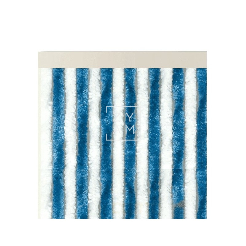 Cortina Terciopelo Azul y Blanco 56x185 cm - Zyam.es