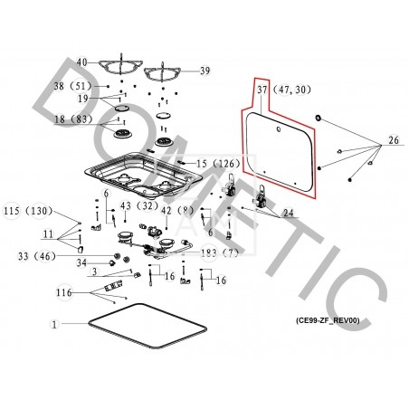 Tapa de Cristal para Cocina Dometic/Cramer - Repuesto Original