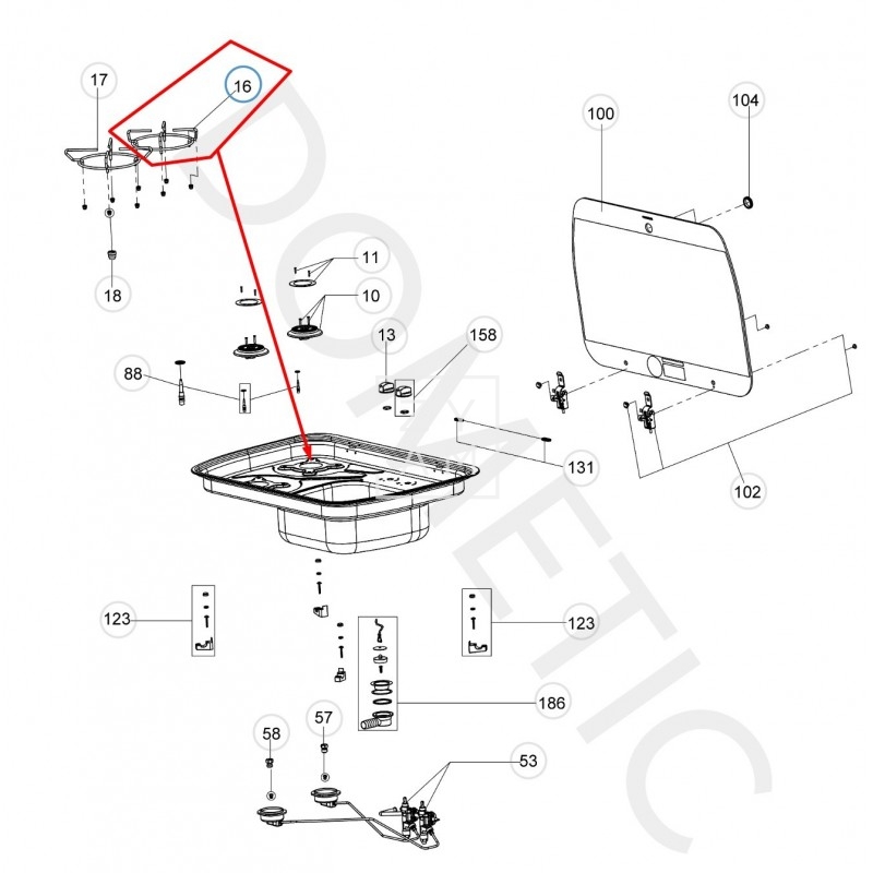 Parrilla Dometic Cramer 160 mm Negra - Repuesto Original