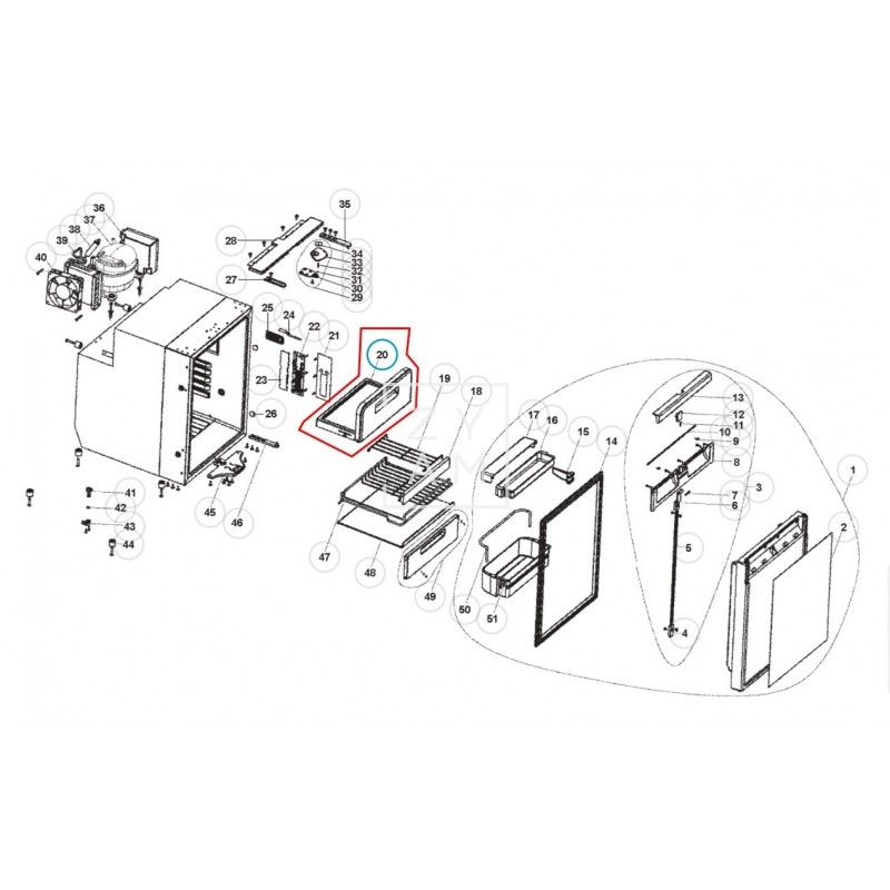Puerta Congelador Dometic CRE0080/CRX0080/CRX1080 - Repuesto Original