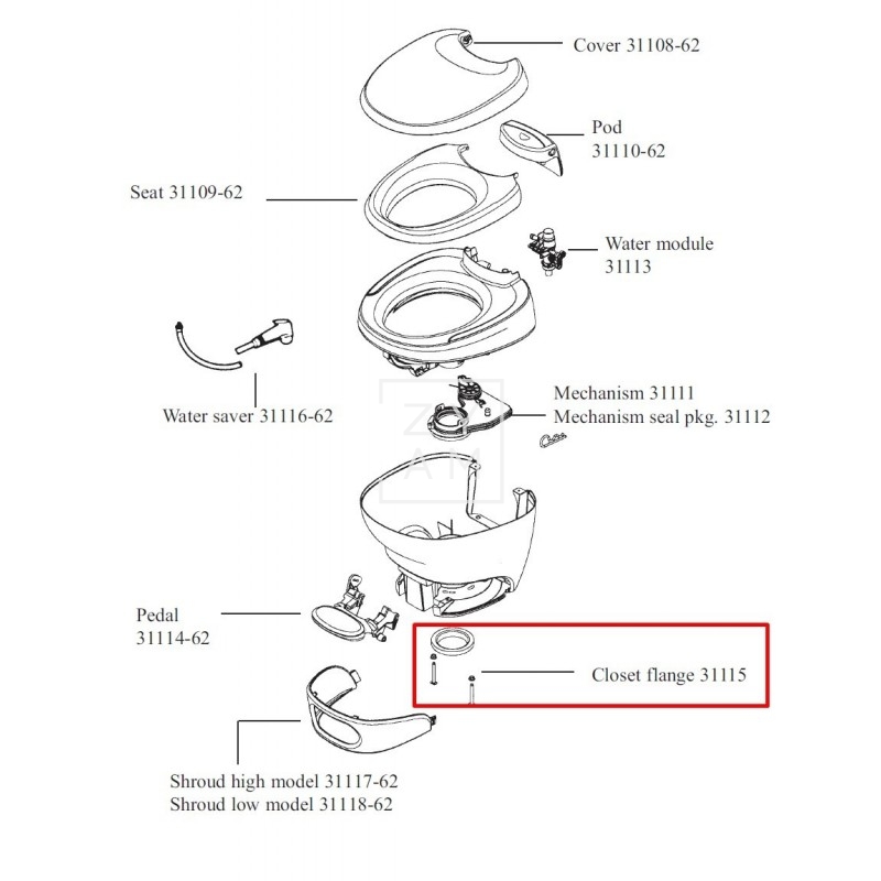 Junta de Sellado para WC Thetford Aqua Magic Bravura