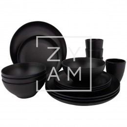 Conjunto 16 Piezas Melamina Orville Black – Diseño Industrial Chic