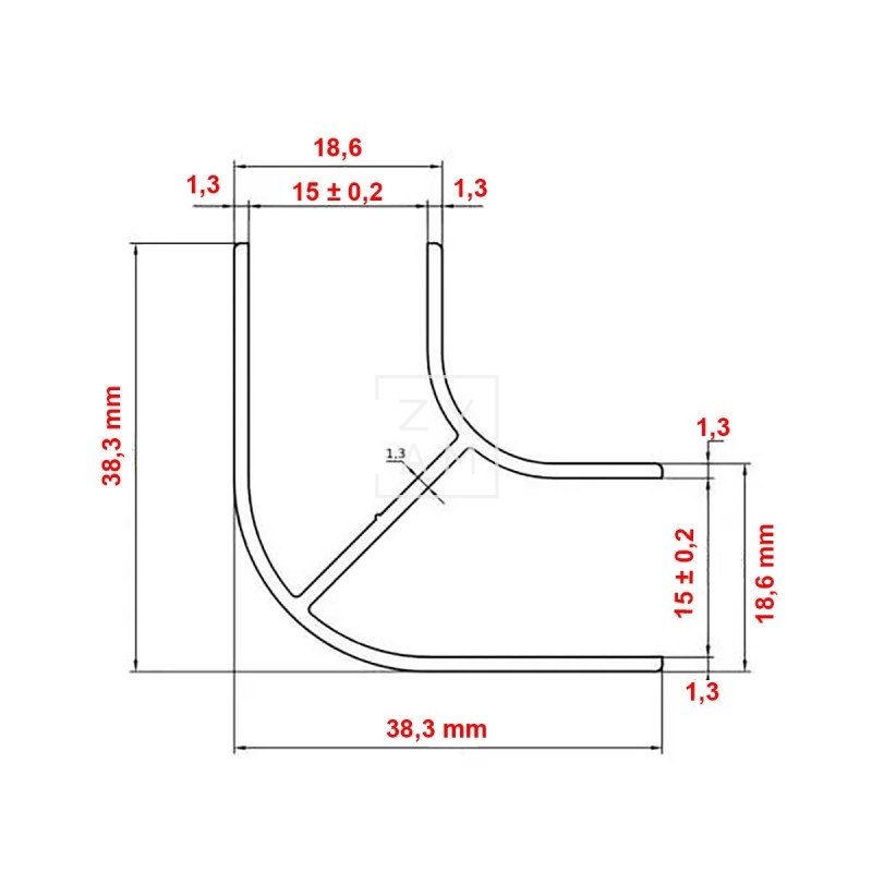 Perfil Unión 90º Corto 15mm Blanco